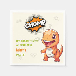 Cute Custom Orange Dinosaur Party Napkin  スタンダードカクテルナプキン