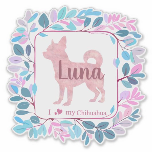 Cute Custom Pastel pink chihuahua Silhouette シール (正面)