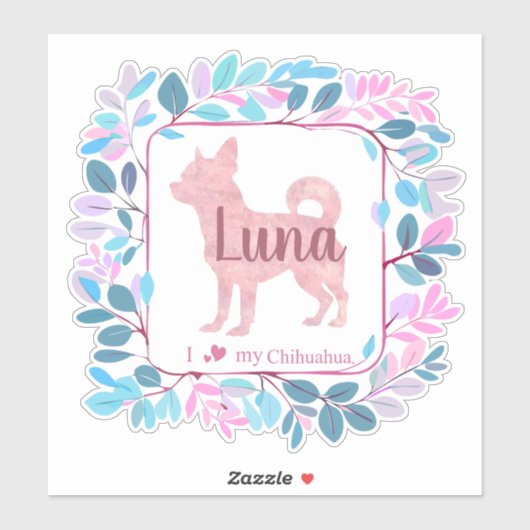 Cute Custom Pastel pink chihuahua Silhouette シール (シート)