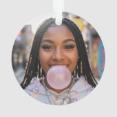 Cute Custom Photo Holiday Retro Green Christmas オーナメント (裏面)