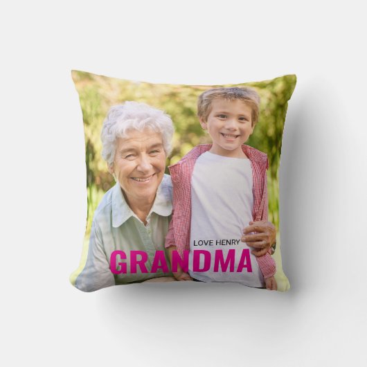 Cute Custom Photo Keepsake GRANDMA Gift  クッション (正面)
