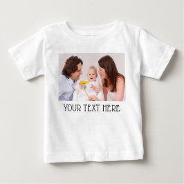Cute Custom Photo & Name Text White ベビーTシャツ