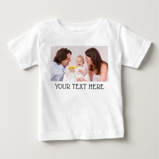 Cute Custom Photo & Name Text White ベビーTシャツ (正面)