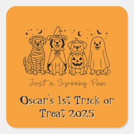 Cute Custom Puppy Halloween スクエアシール