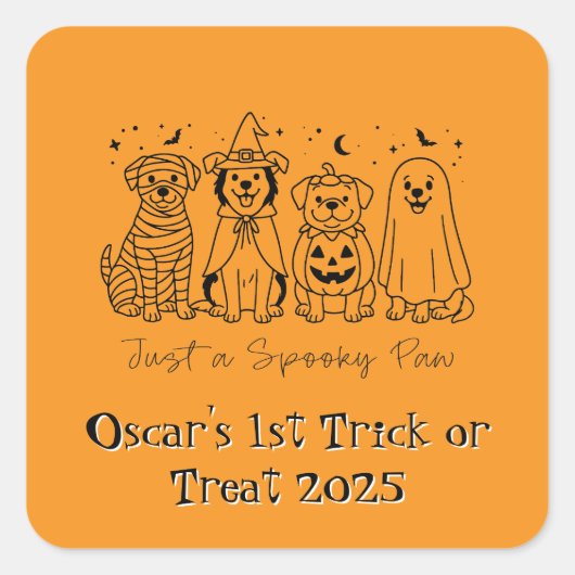 Cute Custom Puppy Halloween スクエアシール (正面)