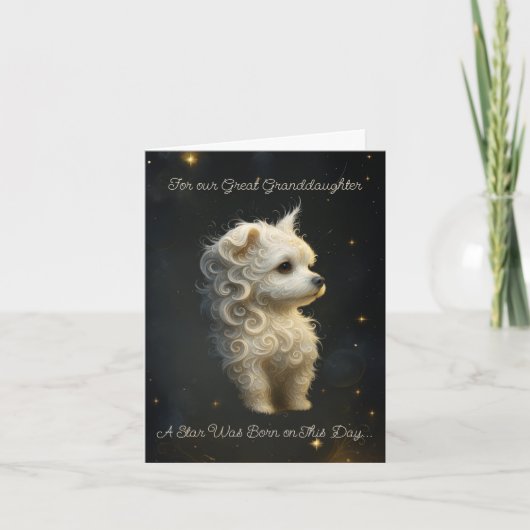 Cute Custom Star is Born Maltese Dog Birthday Card カード (正面)