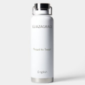 Cute Custom Subject Teacher Insulated  ウォーターボトル (背面)