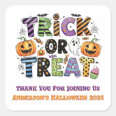 Cute Custom Thank You Halloween スクエアシール (正面)