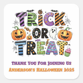 Cute Custom Thank You Halloween スクエアシール