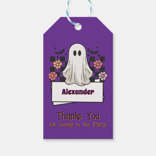 Cute Custom Thank You Halloween Ghost ギフトタグ (正面)