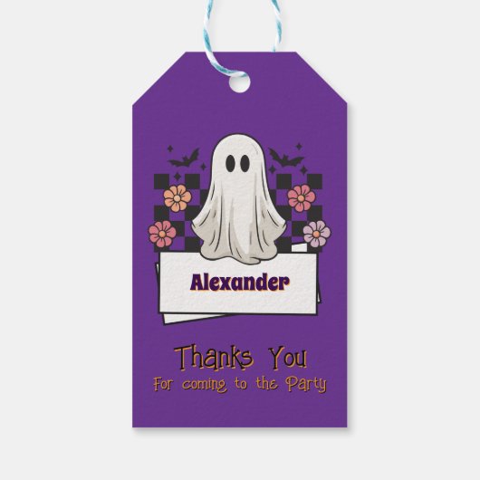 Cute Custom Thank You Halloween Ghost ギフトタグ (裏面)