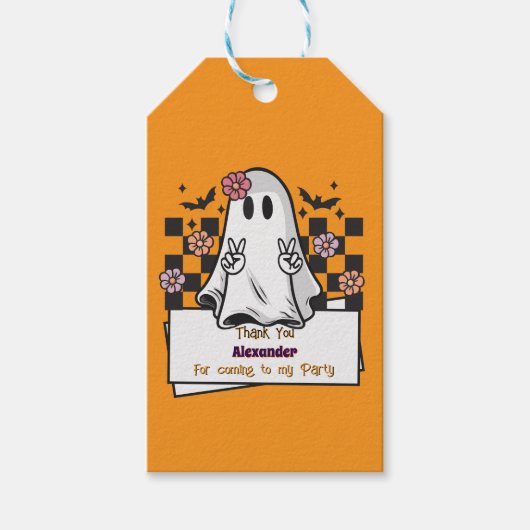 Cute Custom Thank You Halloween Ghost ギフトタグ (正面)