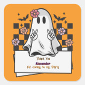 Cute Custom Thank You Halloween Ghost スクエアシール (正面)