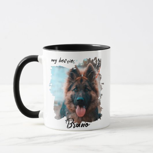 Cute Custom Typography Dog Photo Bestie Pet  マグカップ (左)