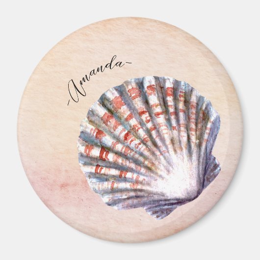 Cute custom watercolor painting seashell Pink マグネット (正面)