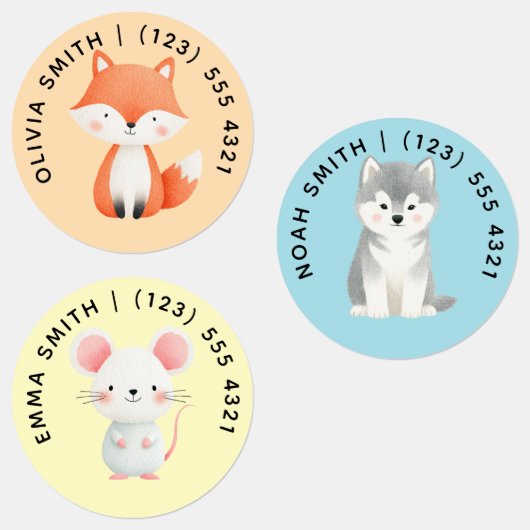 Cute Customizable Animals Kid's Labels  ラベル (グループ)
