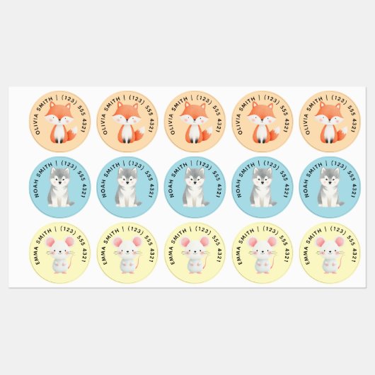 Cute Customizable Animals Kid's Labels  ラベル (シート)
