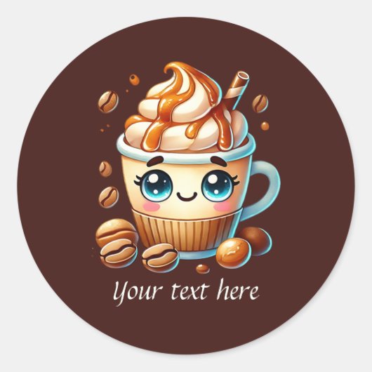 Cute customizable business Coffee ラウンドシール (正面)