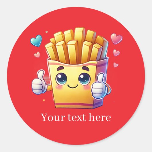 Cute customizable business French fries ラウンドシール (正面)