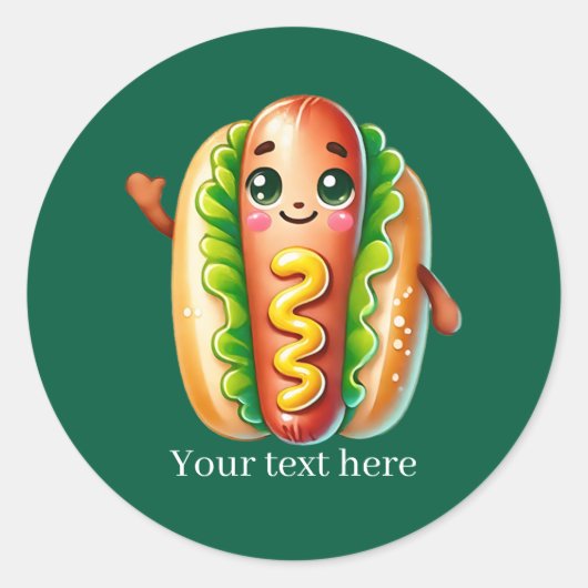 Cute customizable business hotdog ラウンドシール (正面)