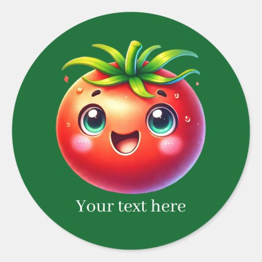 Cute customizable business tomato ラウンドシール (正面)