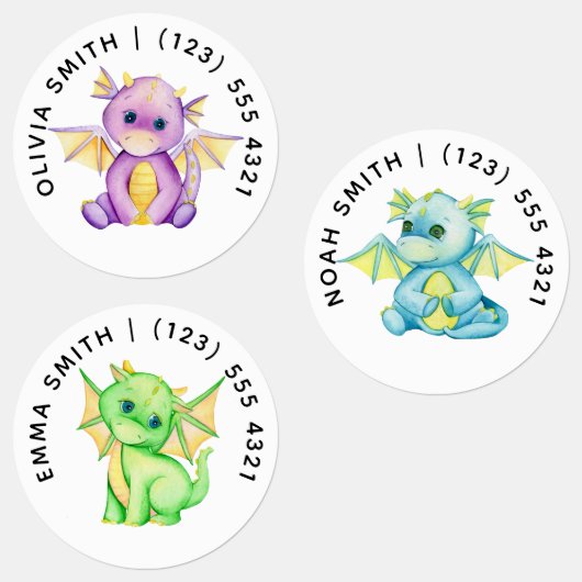 Cute Customizable Dragon Kid's Labels  ラベル (グループ)