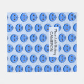 Cute Customizable Kawaii Blueberry Blue フリースブランケット (正面(横))