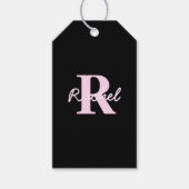 Cute Customizable Monogram | Light Pink & Black ギフトタグ (正面)