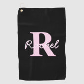 Cute Customizable Monogram | Light Pink & Black ゴルフタオル (正面)