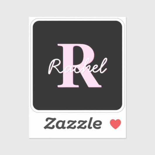Cute Customizable Monogram | Light Pink & Black シール (シート)
