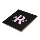 Cute Customizable Monogram | Light Pink & Black タイル (側面)