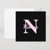 Cute Customizable Monogram | Light Pink & Black ノートカード (正面/裏面)