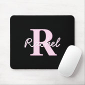 Cute Customizable Monogram | Light Pink & Black マウスパッド (マウス)