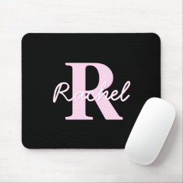 Cute Customizable Monogram | Light Pink & Black マウスパッド