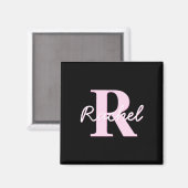 Cute Customizable Monogram | Light Pink & Black マグネット (正面/裏面)