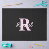 Cute Customizable Monogram | Light Pink & Black 薄葉紙 (クラフト)
