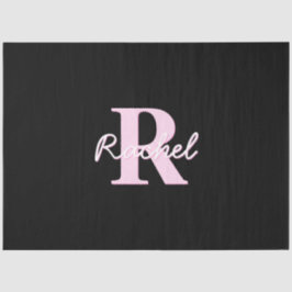 Cute Customizable Monogram | Light Pink & Black 薄葉紙