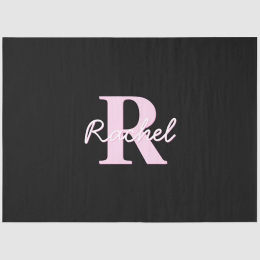 Cute Customizable Monogram | Light Pink & Black 薄葉紙 (正面)