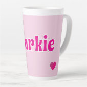 Cute Customizable Pink Playful Dog Cat Pet  カフェラテマグ (右アングル)