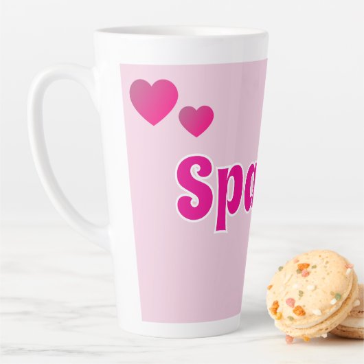 Cute Customizable Pink Playful Dog Cat Pet  カフェラテマグ (インサイチュ)