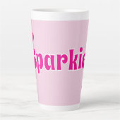 Cute Customizable Pink Playful Dog Cat Pet  カフェラテマグ (正面)