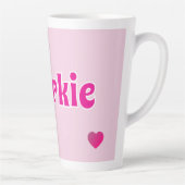 Cute Customizable Pink Playful Dog Cat Pet  カフェラテマグ (右)