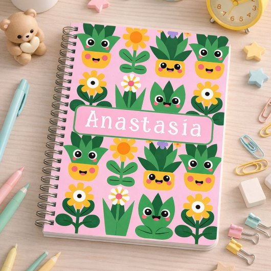 Cute Customizable Pot Plant Print ノートブック