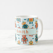 Cute Customizable Robot Print コーヒーマグカップ (正面右)