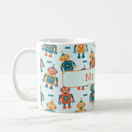 Cute Customizable Robot Print コーヒーマグカップ