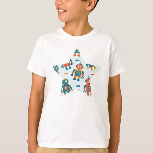Cute Customizable Robot Print Tシャツ (正面)