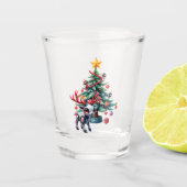 Cute Cyberpunk Reindeer with Christmas Tree ショットグラス (正面)