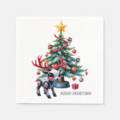 Cute Cyberpunk Reindeer with Christmas Tree  スタンダードカクテルナプキン (正面)