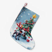 Cute Cyberpunk Reindeer with Christmas Tree スモールクリスマスストッキング (正面 (吊り時))