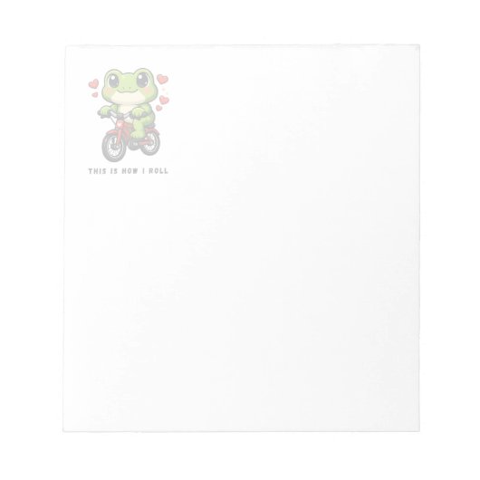 Cute Cycling Frog | Kawaii Frog Bicycle Art ノートパッド (正面)